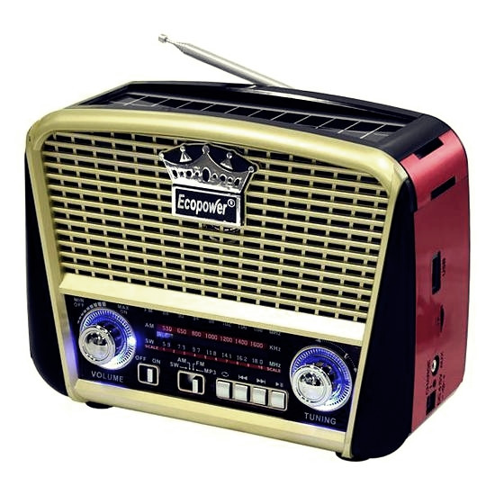 RADIO RETRO SOLARE VINTAGE AM / FM / USB / BLUETOOTH ECOPOWER